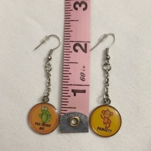 Round Cute Animal Dangle Earrings - Picture 4 of 6